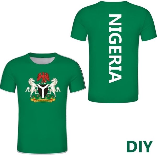 Nigéria T-shirt bricolage nom personnalisé gratuit t-shirt noir Jersey pays drapeau guinée texte Image n vêtements décontractés t-shirt 220615