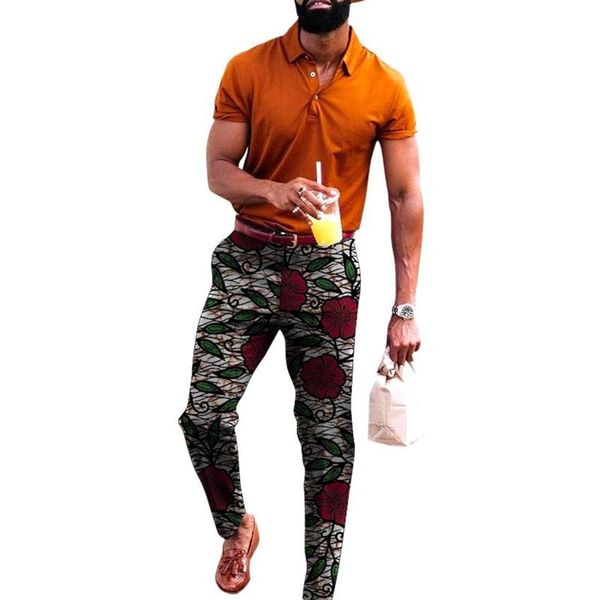 Motif nigérian décontracté hommes costume pantalon coloré imprimé africain sur mesure mâle pantalon tenue de fête ethnique vêtements2785