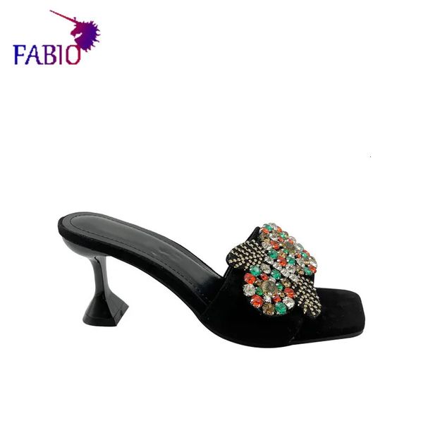 Zapatillas de tacón alto con estampado de flores elegantes para mujer estilo nigeriano zapatos cómodos para mujer 240228