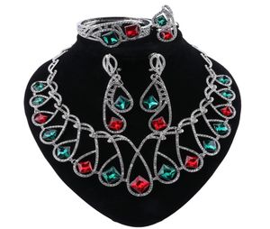 Nigeriaanse Bruiloft Afrikaanse Kostuum Sieraden Set Dubai Ketting Armband Oorbel Ring voor Vrouwen Partij Sieraden sets7383311