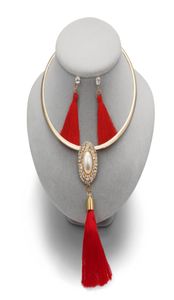 Nigeriaanse bruiloft bruids sieraden sets Crystal Tassel ketting hanger vrouwen verklaring kraagwater drop11323377