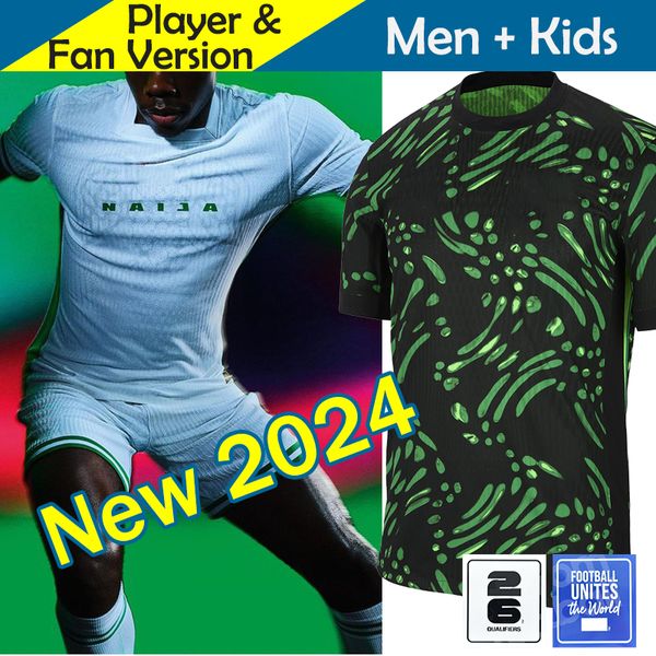 Nigerias Soccer Jersey 2024 Nuevo 2025 Equipo 24 25 Camiseta de fútbol Kit para niños Conjunto completo Hogar visitante Hombres Uniforme Verde 2026 Copa del mundo Rainforest NDIDI T.Moffi LOOKMAN