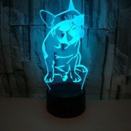 Nighdn 3d French Bulldog LED NIGHT Light Pet Pipy Chog avec lunettes de soleil Éclairage décoratif décor de la maison