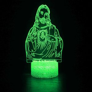 Nighdn Jesus Night Light Lámpara para la decoración del dormitorio 7 Color Cambio de mesa USB Lámpara Regalo de Navidad para Christian Pray Nightlight HKD230812