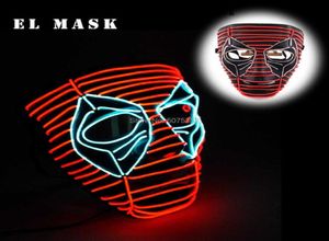 Night Glowing El Wire Mask Japanse anime cosplay Light Up Mask Dance DJ Club Decor Neon Led Mask voor Halloween Christmas Decor Q02468567