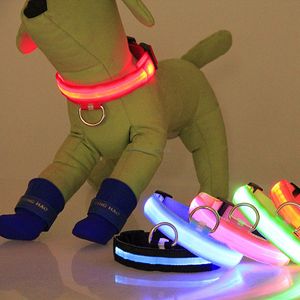 Noche LED Flash Collares para perros Perro Ajustable Seguridad LED Luz correa cachorro perro collares hogar mascota suministros voluntad y arena