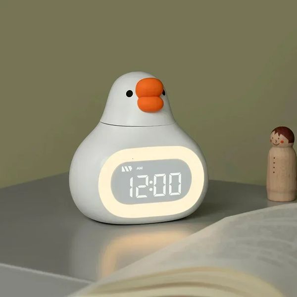 Luz nocturna Bluetooth USB recargable despertador para cabecera niños lindo ganso relojes de mesa digitales con temporizador lámpara nocturna 240227