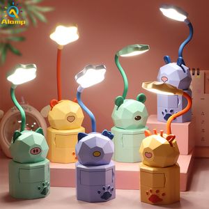 Night Light Cartoon 8 LED Reading Lights USB Powered Daylight Flexible with Jewelry box Desk Table Lamp for Kids and students