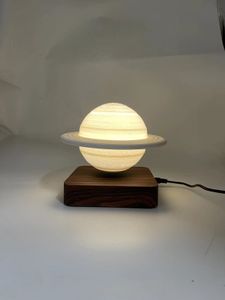 Luz nocturna Creativa 3D Levitación magnética 6 pulgadas Saturno Planeta Luna Lámpara Giratoria Navidad Led Flotante Luna Luz Decoración del hogar Regalo de vacaciones