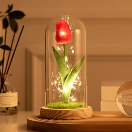 Night Light Forever Tulip Artificial Flowers Led String Verjaardagen geschenken voor vrouwen, voor moeder oma haar, unieke gepersonaliseerde verjaardag voor vrienden, zussen, vrouw