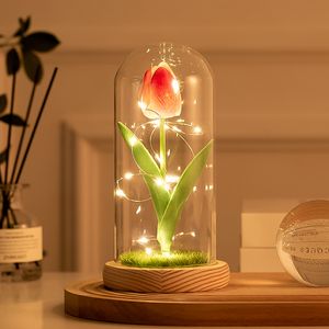 Veilleuse Forever Tulip Flowers led string Blanc chaud alimenté par batterie Cadeaux d'anniversaire pour femme, maman grand-mère elle, amis, sœurs, épouse, chambre de fête d'anniversaire