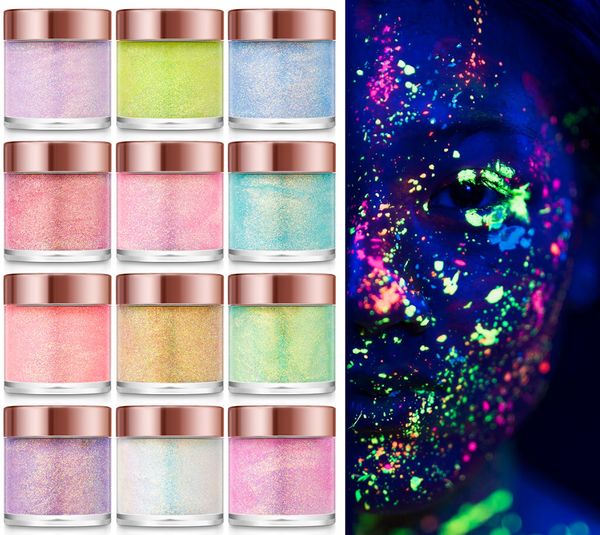 Lentejuelas de luz nocturna gel cuerpo flash polvo maquillaje festivo polvo flashed rebanada la sombra de ojos crema elección de arte de uñas, soporte logotipo personalizado