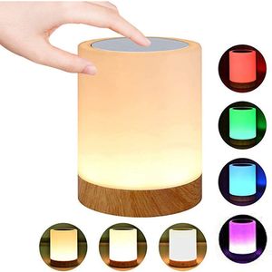 Nachtlicht touch sensor lamp lamp aan tafellamp voor kinderen slaapkamer oplaadbaar dimbare warm wit licht rgb kleur veranderen