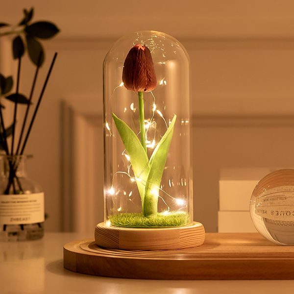 Luz de noche Flores de tulipán Cadena de led blanco cálido 3 Pilas AAA Regalos de cumpleaños para mujeres, mamá Abuela, amigas, hermanas, esposa aniversario dormitorio hotel