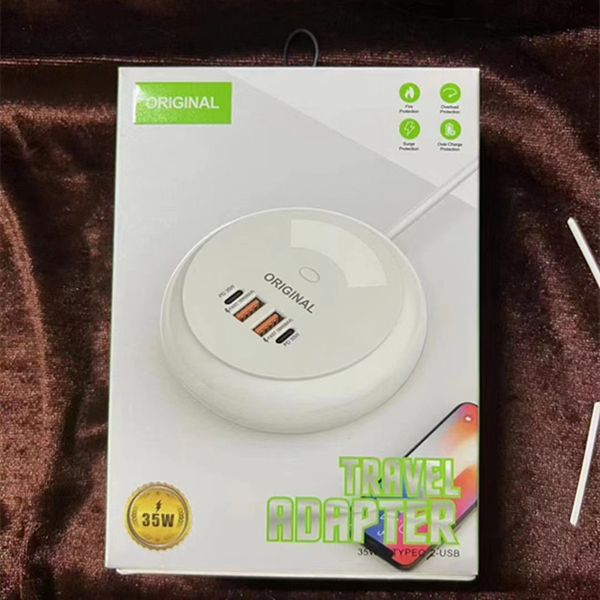 Luz nocturna USB C estación de carga 15W 4 puertos toma de carga USB para múltiples dispositivos con Cable de alimentación de 1M enchufe EE. UU. UE