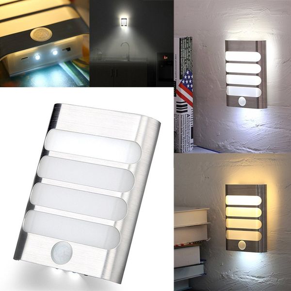 Veilleuse avec détecteur de mouvement LED lampe murale sans fil nuit marche/arrêt automatique pour enfant couloir voie escalier alimenté par batterie 3xAA