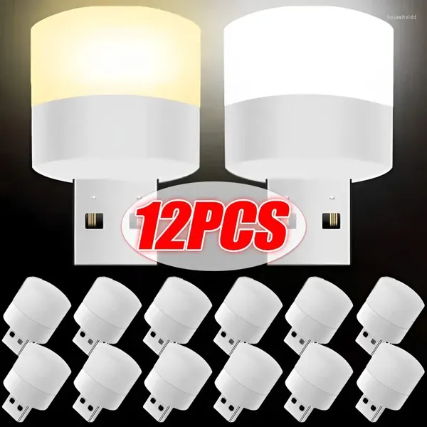 Veilleuses 1-12 pièces Mini prise USB lampe Portable 5V Protection des yeux livre lumière pour ordinateur Mobile puissance charge petite LED