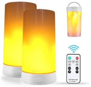 Veilleuses 1/2/4 Pack Lampe à flamme LED rechargeable par USB 4 modes Effet simulé Lumière Atmosphère de feu réaliste pour la fête à la maison