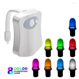 Veilleuses 1/2PC 8/16 LED à couleur changeante lampe corps lumière salle de bain mouvement cuvette toilette veilleuse activée capteur de siège marche/arrêt