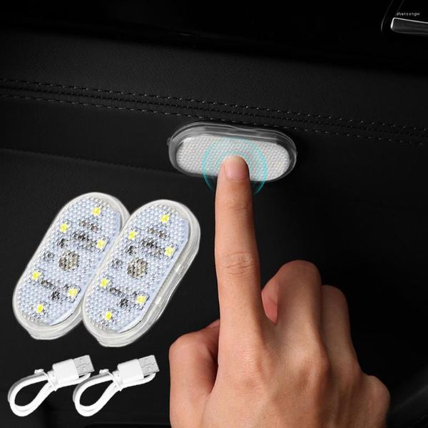 Veilleuses 1/2 pièces voiture LED tactile sans fil intérieur lumière Auto toit plafond lampes de lecture Mini USB charge