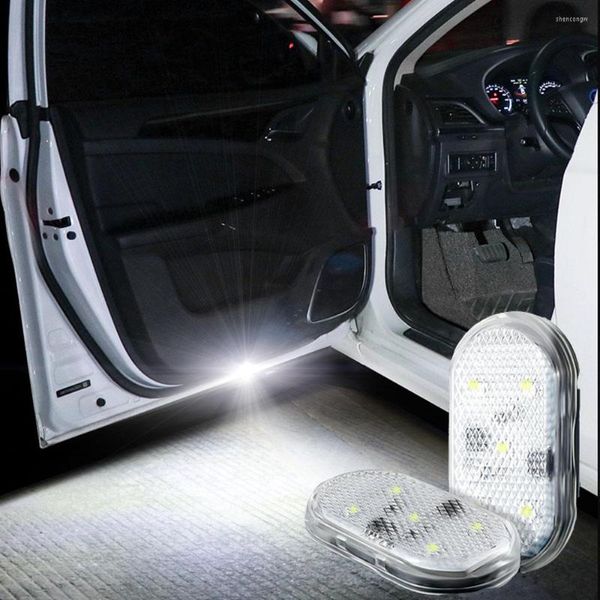 Lumières de nuit 1-4 pièces LED lumière de porte de voiture intérieur USB Rechargeable sans fil interrupteur magnétique lampe Signal éclairage de bienvenue