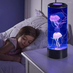 Luces nocturnas 1 juego Lámpara de medusas Acrílico creativo transparente para niños Adolescentes Adultos Luz