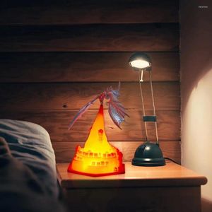 Nachtverlichting 1 set licht met USB-kabel Mysterieuze PLA Creatieve vulkaan Draaklampen Slaapkamerdecoratie