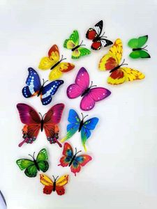 Veilleuses 12 pièces Papillon Pasteable Coloré Lumineux 3D Lampes Stickers Muraux Accueil Chambre Décoration DIY Autocollant
