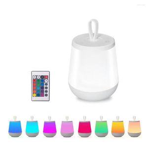 Veilleuses 16 couleurs LED veilleuse avec télécommande USB Rechargeable luminosité réglable tactile Camping RGB atmosphère lampe pour cadeaux d'amis