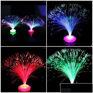 Nachtverlichting 1 stks Beautif Romantische kleur Veranderende LED -glasvezel Nachtlamplamp Kleine licht Chrismas Party Home Decoratie Drop del Dhypj