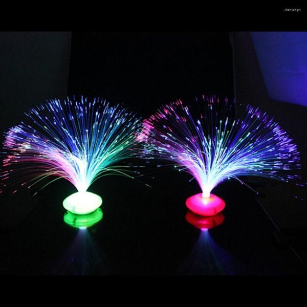 Luces nocturnas, 1 Uds., hermosa lámpara de luz nocturna LED de fibra óptica que cambia de Color, luz pequeña, decoración del hogar para fiesta de Navidad