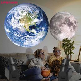 Nachtverlichting 2 in 1 maan Earth Projector LED Light USB Star Projector Galaxy Light Projector Achtergrond Mood Night Light voor slaapkamerdecor P230331