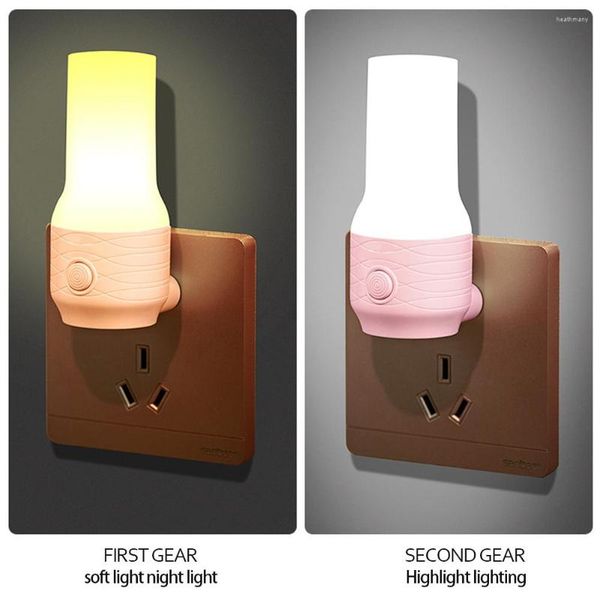 Veilleuses 2 couleurs claires EU Plug-in LED chambre de bébé lampe de sommeil enfants chambre prise économie d'énergie mignon couloir éclairage