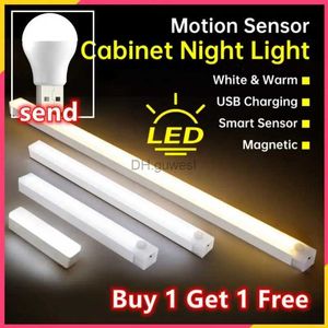 Nachtlichten 20/30/40/60 cm LED Ultra dunne lichten Motion Sensor Nachtlicht Draadloos onder Lichten voor keukenkastverlichting YQ240207