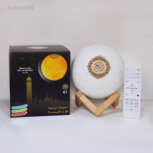 Veilleuses 2021 Haut-parleurs Bluetooth Télécommande colorée Petite impression 3D tactile Lampe de lune Clair de lune Haut-parleur coran sans fil HKD230704