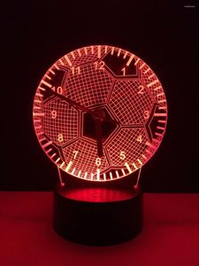 Luces nocturnas 2022 Reloj real creativo 3D LED Light Club Siete colores Abajur Lámpara táctil Novedad Regalos Lampara USB