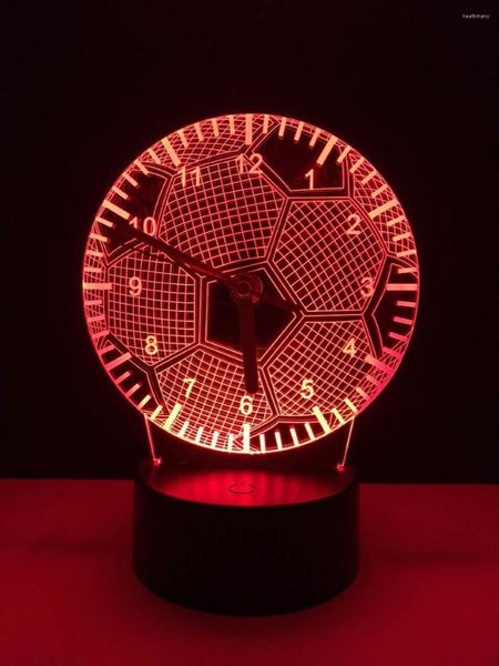 Veilleuses 2022 Creative Real Clock 3D LED Light Club Sept couleurs Abajur Tactile Lampe Nouveauté Cadeaux Lampara USB