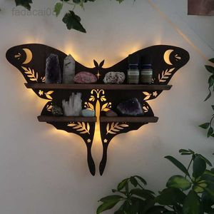 Veilleuses 2022 nouveau papillon en bois Luna Moth lampe cristal salon étagère livraison directe HKD230704