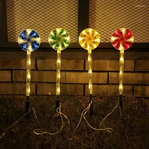 Nachtverlichting 2022 Zonne Solar Small Candy Light Outdoor LED Kerst Lollipop Lamp Jaar Festival Decoratietuin Decoratief