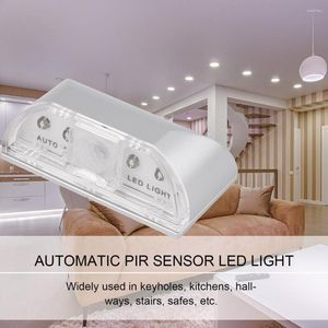 Veilleuses 2023 Auto PIR porte trou de serrure détecteur de mouvement lumière LED lampe argent pour 1 batterie 4Leds Ligh