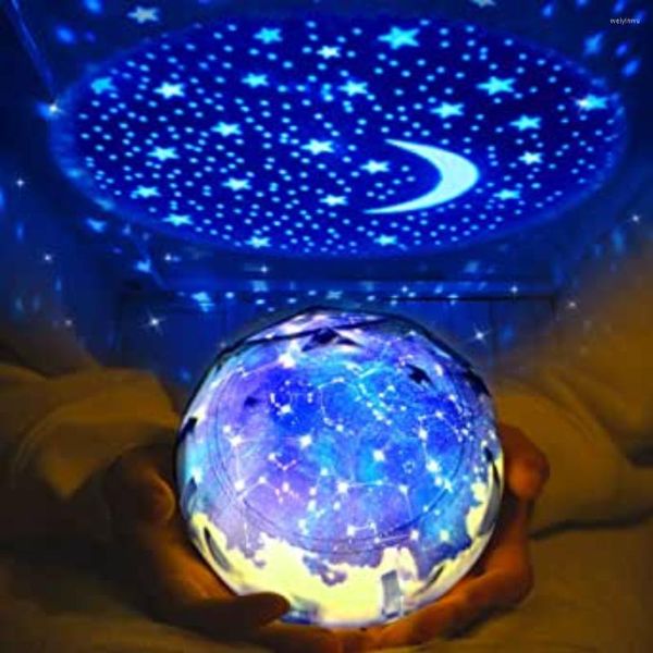 Veilleuses 2023 LED Star Projector RGB Light Planétarium Galaxy Starry Sky Lampe USB Rotation