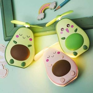 Nachtlichten 2023 Portable Hold Usb Mini Small Fans Oplaadbare creativiteit Mooie avocado nachtlampje Fancy Lampen Led Makeup Mirror Fan Lamp P230331