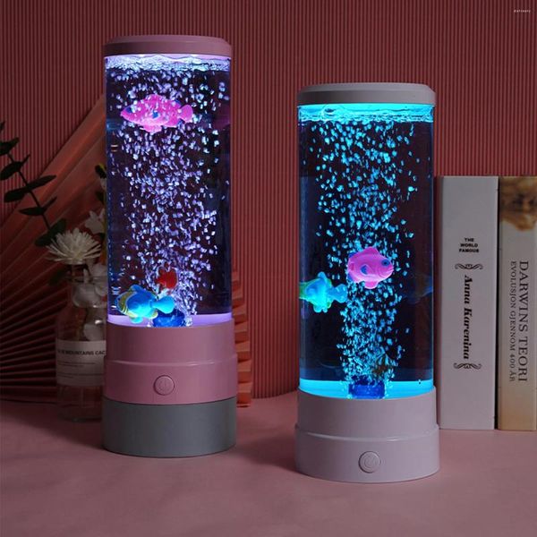 Veilleuses 2024 bulle poisson lampe chambre décoration maison changement de couleur lumière LED mignon chambre bureau décor méduse cadeaux