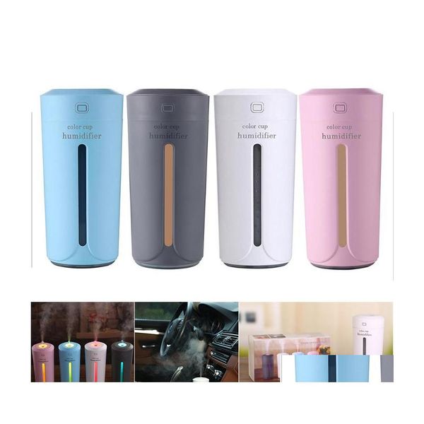 Veilleuses 230Ml Trasonic Air Humidificateur Diffuseur D'huiles Essentielles Usb 7 Couleur Led Lumières Aromathérapie Voiture Aroma Drop Delivery Lighti Otuag