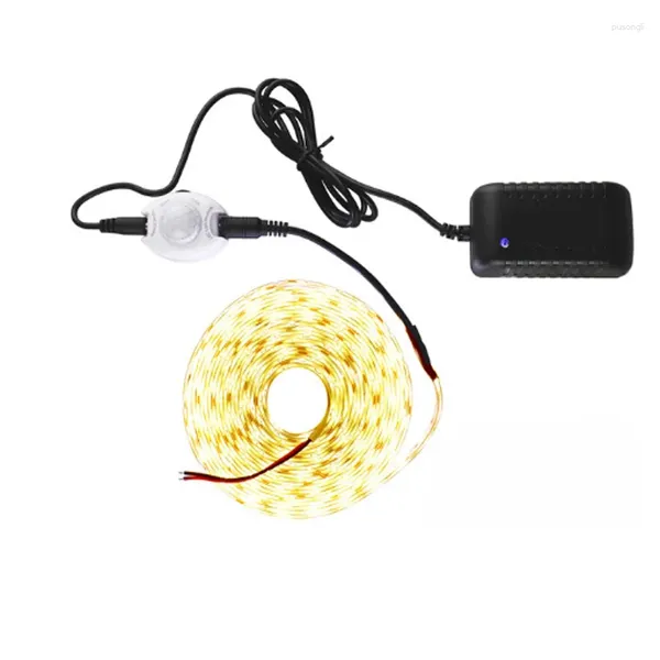 Lumières nocturnes 2835 PIR Motion Capteur LED LETURE LETURE 1M-5M 60 LEDS / M AVEC ADAPTATEUR DE POWER 12V