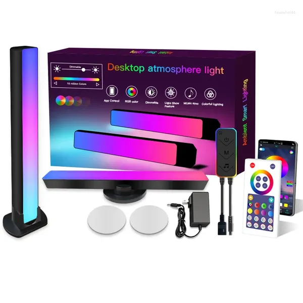 Veilleuses 2 pièces barre de lumière de flux BT APP contrôle barres de LED intelligentes ambiantes pour le divertissement PC TV décoration de la salle