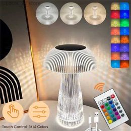 Veilleuses 3/16 couleurs lampe méduse créative lampe de Table en cristal veilleuses lampe champignon chambre lampe de nuit atmosphère décoration lumière YQ231214