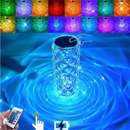 Veilleuses 3/16 Couleurs Lampe De Table En Cristal Projecteur LED Télécommande Romantique Rose Atmosphère À Distance Night Light Room Decor Livraison Gratuite P230331