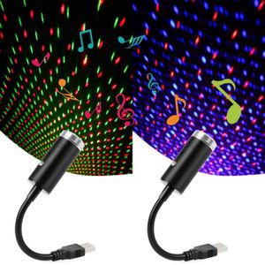 Veilleuses 3 couleurs contrôle de la musique USB LED ciel étoilé projecteur veilleuses voiture atmosphère ambiante étoile galaxie lampes voiture toit plafond décor P230331