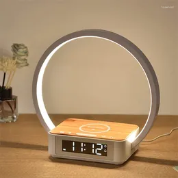 Luces nocturnas 3 en 1 Lámpara de noche táctil recargable inalámbrica con reloj despertador El teléfono celular se puede cargar para el dormitorio